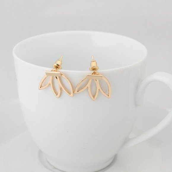 2/$20 Gold Boho Lotus Bar Stud Earring - Picture 5 of 5